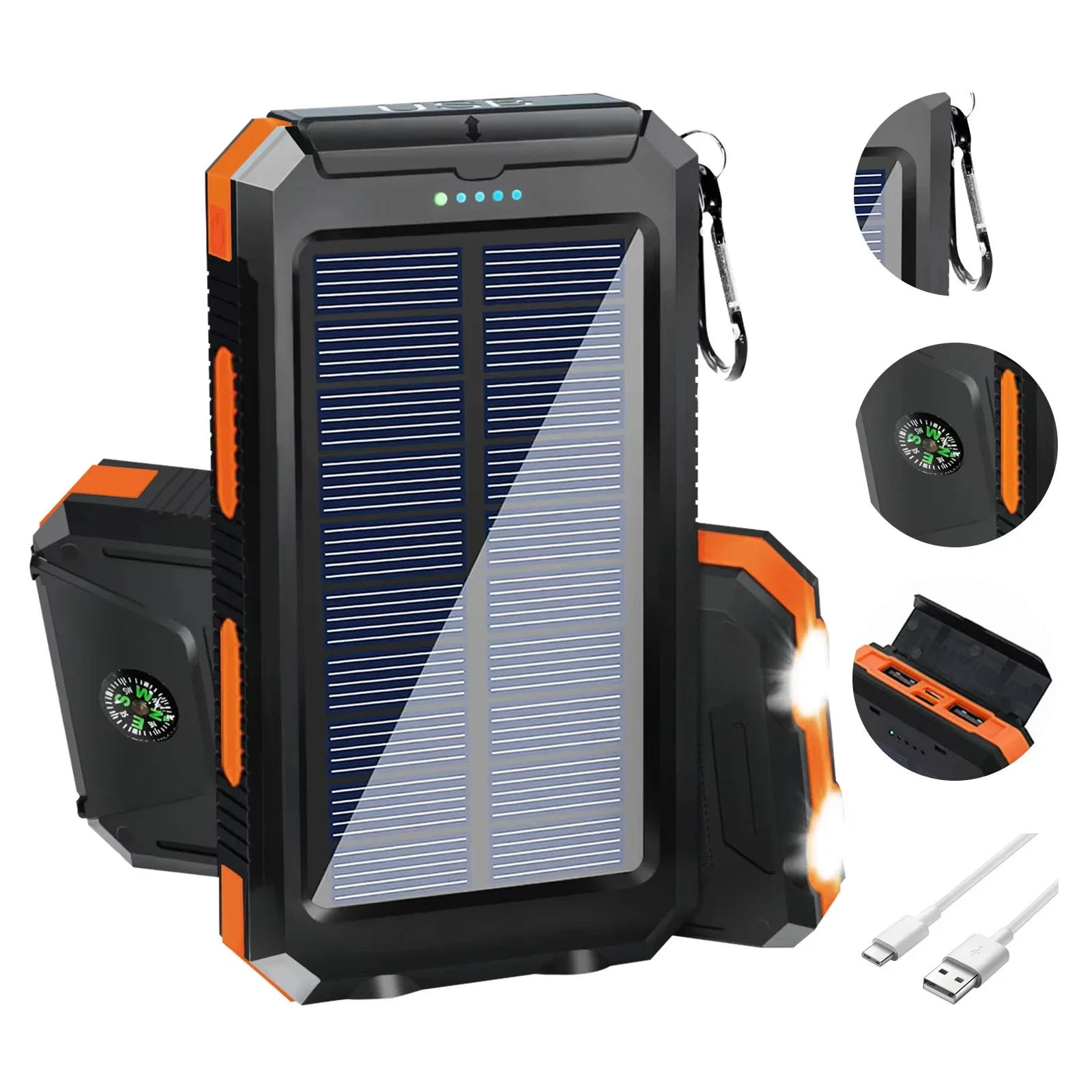 Solar Emergency Charger - Batterie externe solaire étanche 20000mAh, charge